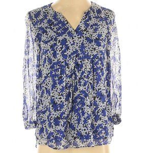 DVF Diane von Furstenberg Royal Blue "Camden" 3/4 Sleeve Silk Blouse Size 0